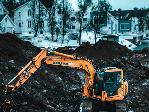An excavator removing dirt